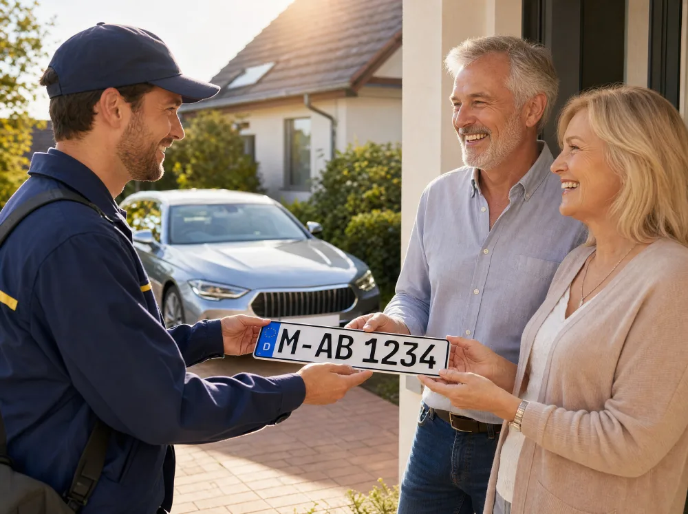 Auto fährt auf sonniger Landstraße los